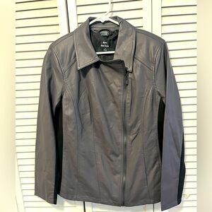 🔥 Charcoal Gray Faux Leather Women’s Jacket Size Small